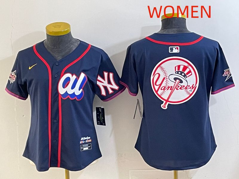 Women 2025 New York Yankees Blank Drak Blue All star Nike MLB Jersey style 016